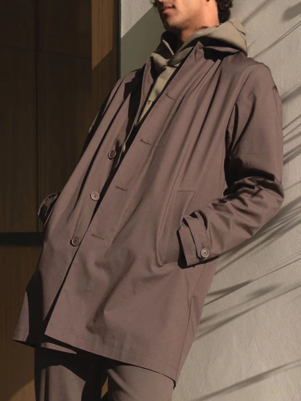 TENORE Men's Twill Car Coat in Bark Large NWT